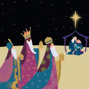 Three Kings Nativity Christmas Card