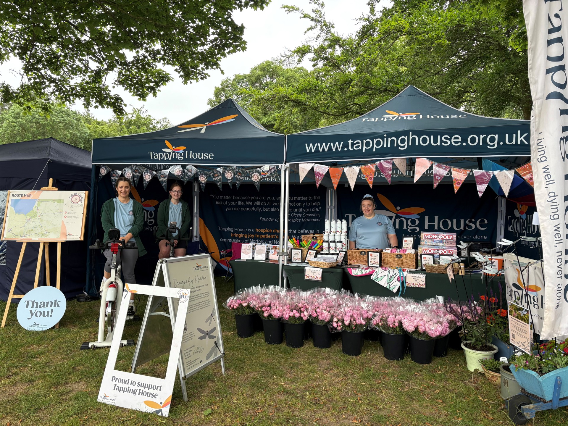 Tapping House Norfolk hospice charity fundraising tent and team