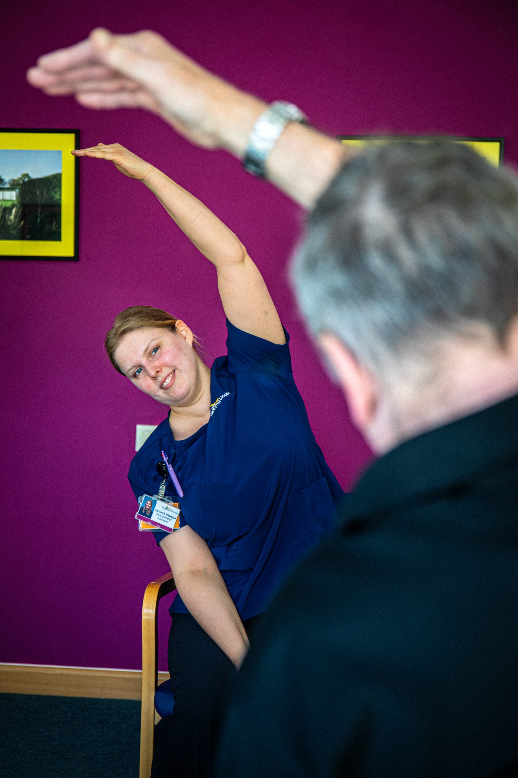 Stretching at Tapping House Norfolk Hospice Charity exercise workshop
